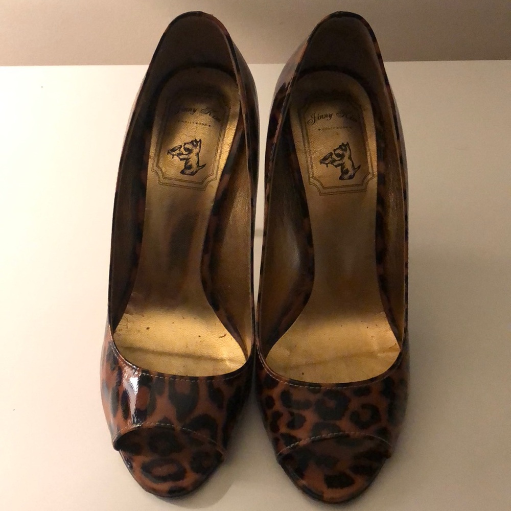 Jinny Kim Hollywood Leopard Patent Heels